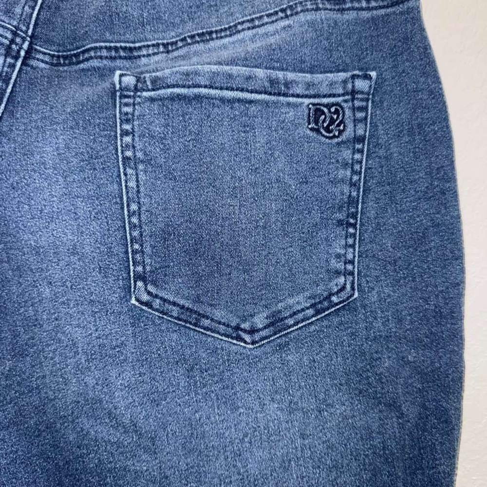 Diane Gilman Women's XLT Dark Wash Denim Jeans Pull On Ankle Snap Button Skinny - Picture 8 of 15